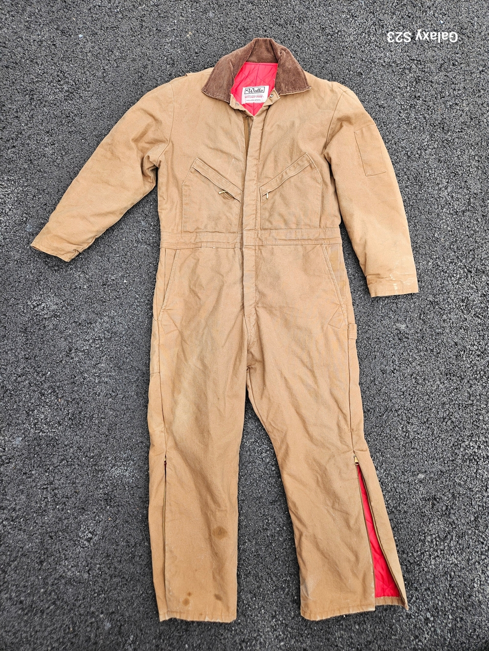 Vintage Walls Blizzard-Pruf Insulated Coveralls Tan Duck Canvas Workwear L-XL